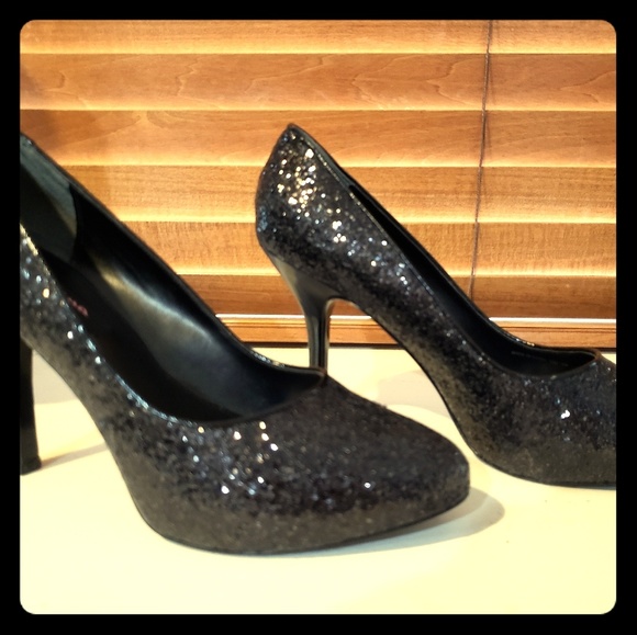 Nina Shoes - Nina Black glitter heels